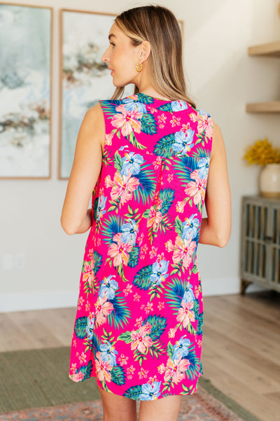 Lizzy Tank Dress in Hot Pink Tropical Floral Southern Soul Collectives