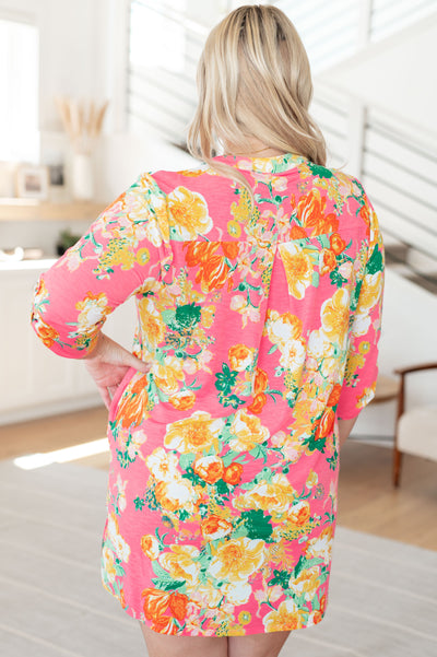 Lizzy Dress in Hot Pink and Yellow Floral Southern Soul Collectives