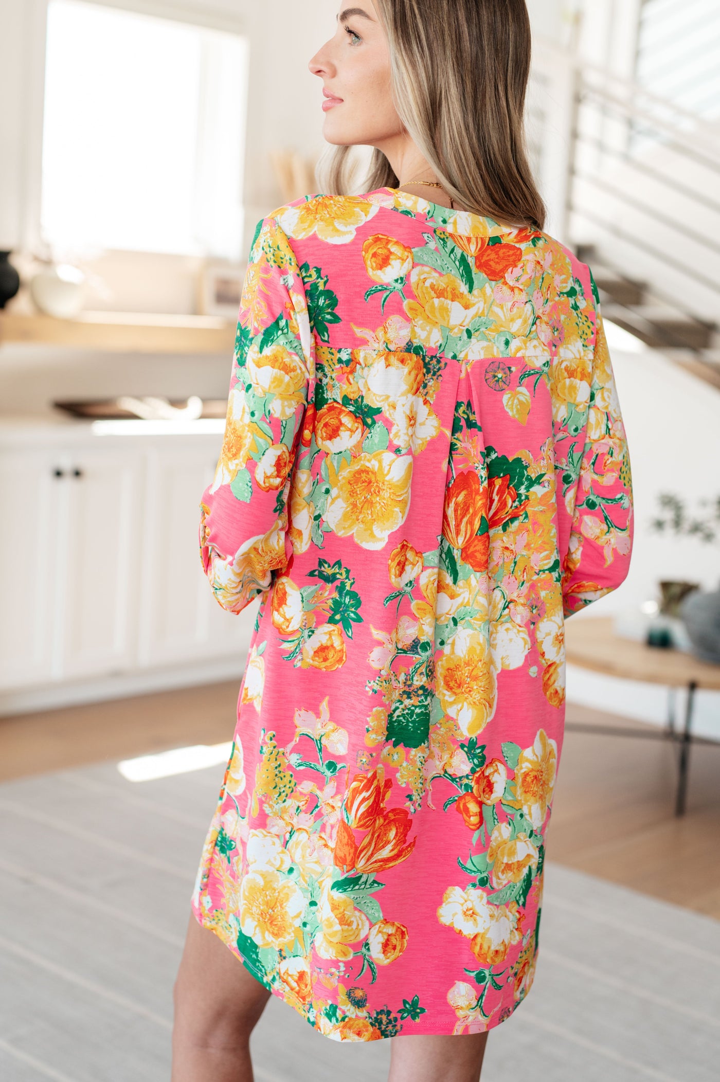 Lizzy Dress in Hot Pink and Yellow Floral Southern Soul Collectives