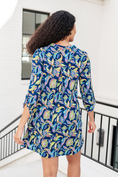 Lizzy Dress in Navy and Bright Paisley Floral Southern Soul Collectives