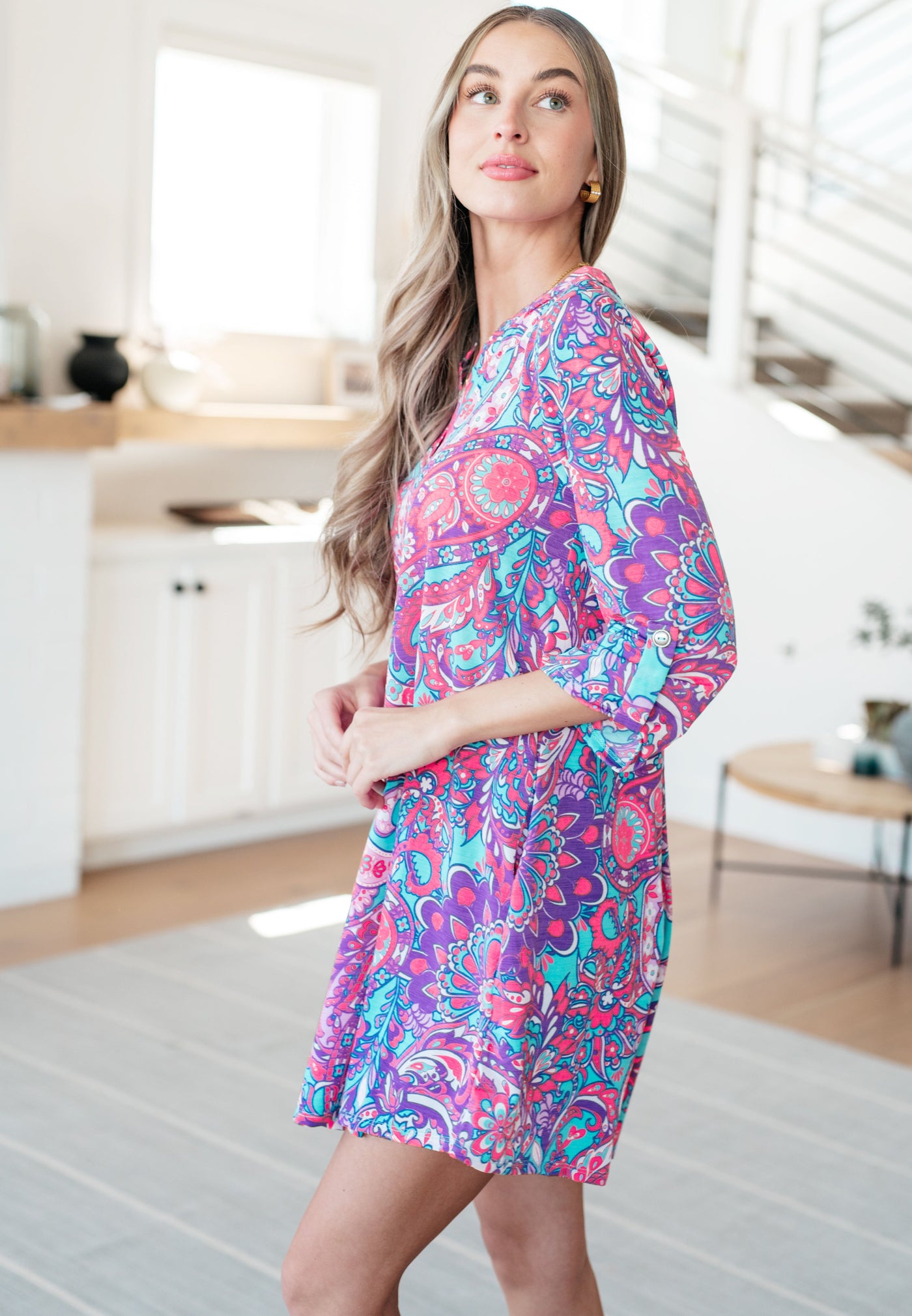 Lizzy Dress in Purple and Aqua Paisley Southern Soul Collectives