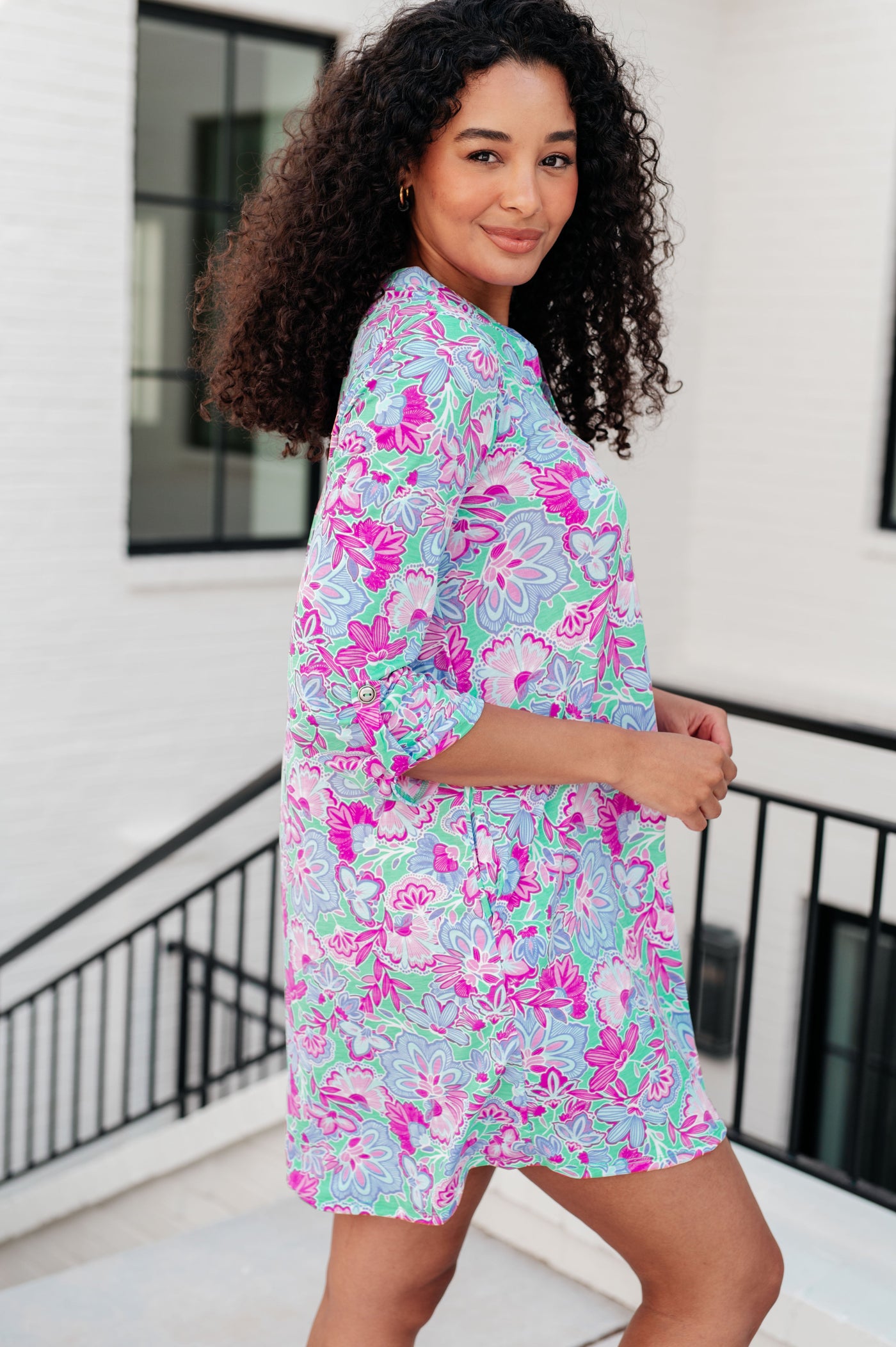 Lizzy Dress in Purple and Pink Floral Southern Soul Collectives