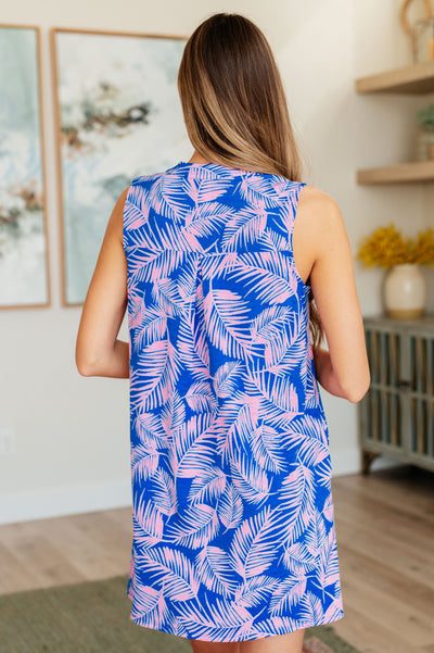 Lizzy Tank Dress in Royal and Pink Palm Southern Soul Collectives
