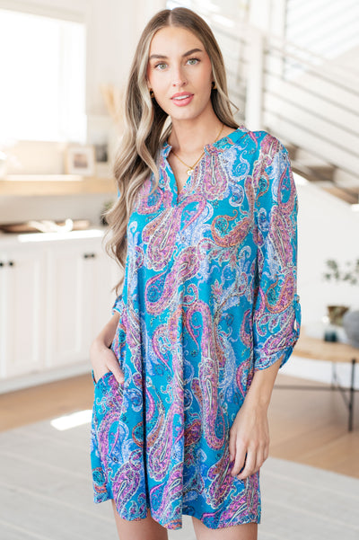 Lizzy Dress in Teal and Pink Paisley Southern Soul Collectives