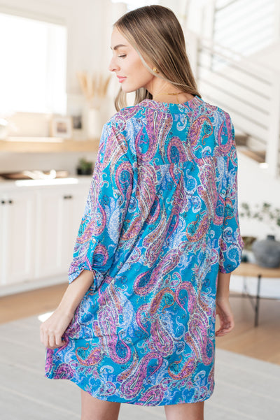 Lizzy Dress in Teal and Pink Paisley Southern Soul Collectives