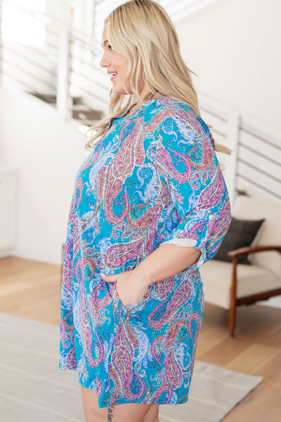 Lizzy Dress in Teal and Pink Paisley Southern Soul Collectives