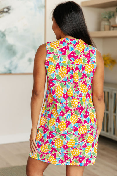 Lizzy Tank Dress in Abstract Magenta Pineapple Southern Soul Collectives