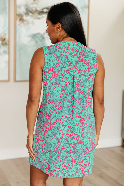 Lizzy Tank Dress in Teal and Magenta Paisley Southern Soul Collectives