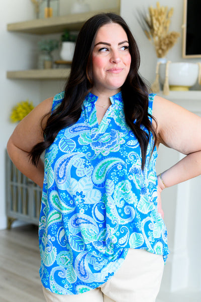 Lizzy Tank Top in Blue Mix Paisley Southern Soul Collectives