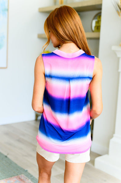 Lizzy Tank Top in Blue and Pink Haze Southern Soul Collectives