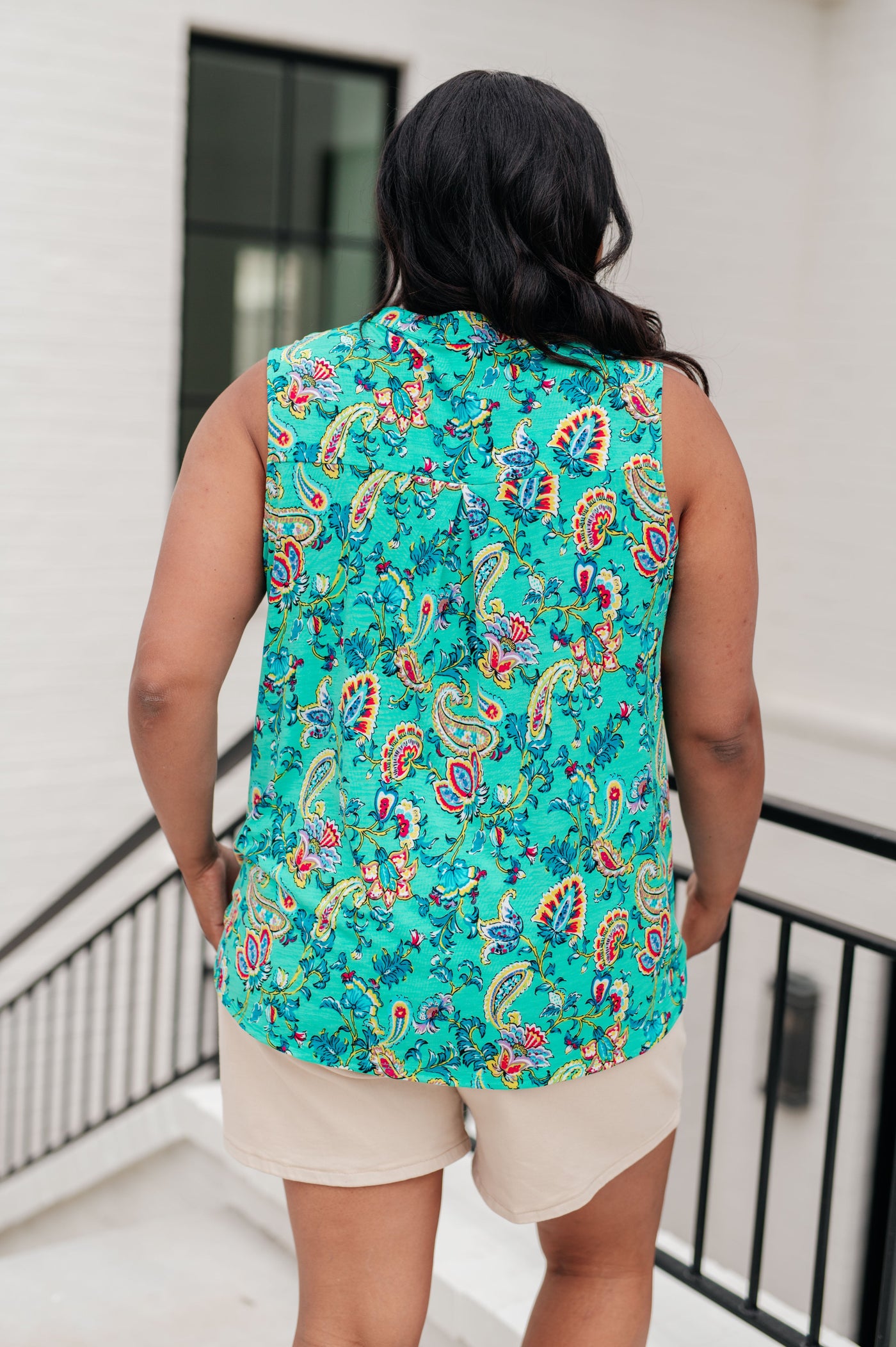 Lizzy Tank Top in Emerald and Aqua Multi Floral Southern Soul Collectives