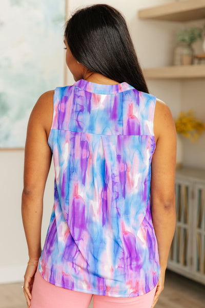Lizzy Tank Top in Lavender and Blue Watercolor Southern Soul Collectives