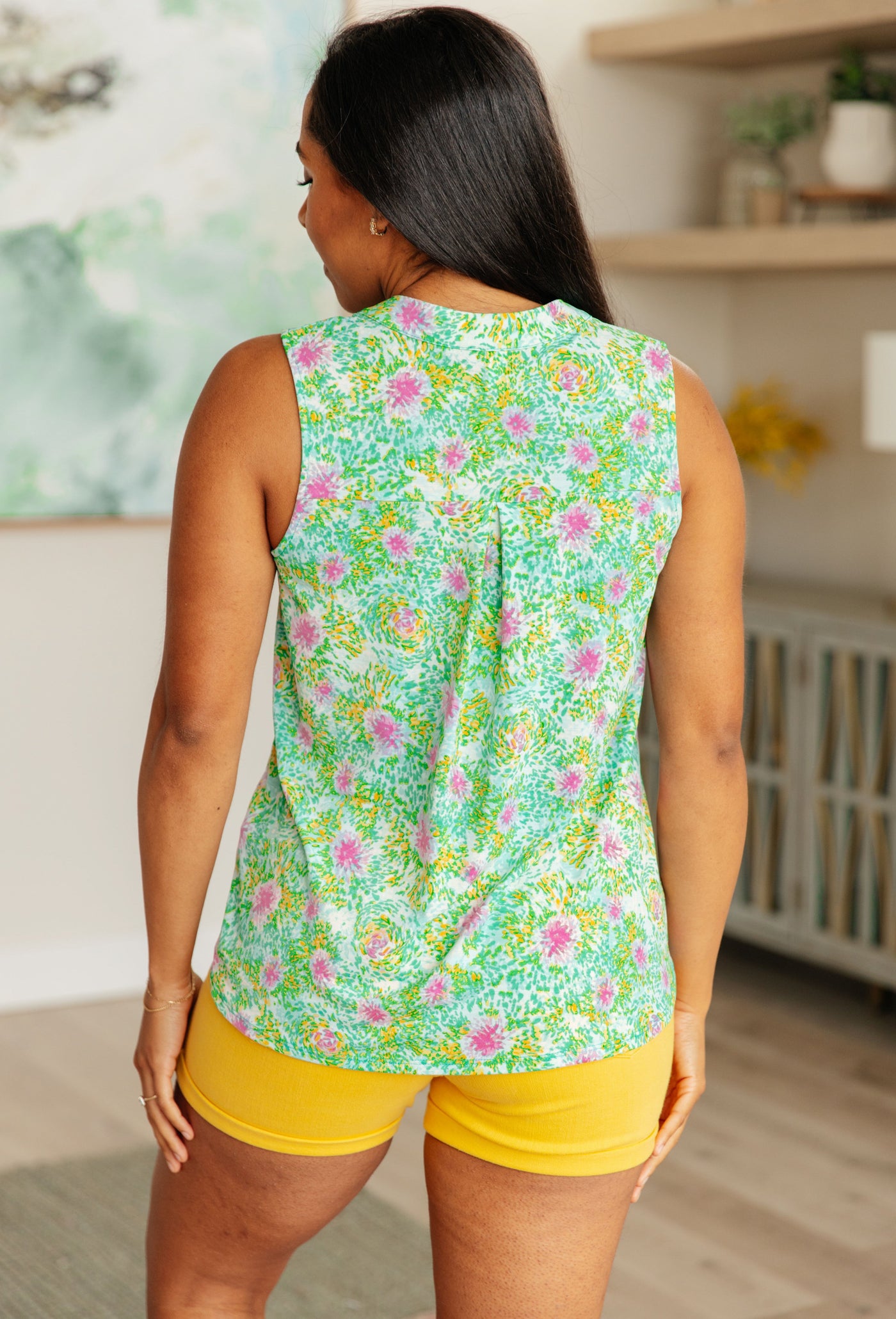 Lizzy Tank Top in Mint Multi Fireworks Southern Soul Collectives