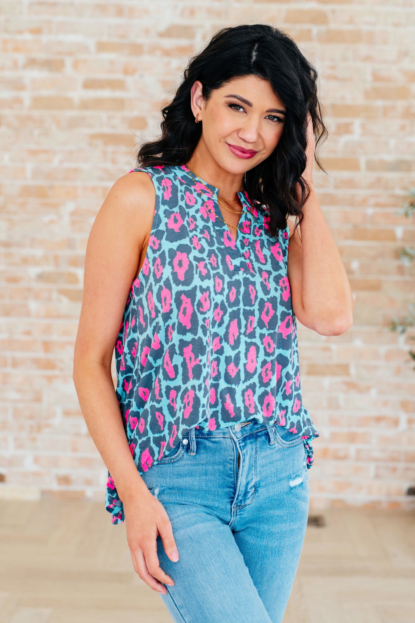 Lizzy Tank Top in Mint and Pink Leopard Southern Soul Collectives