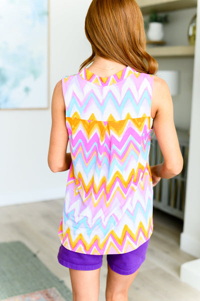 Lizzy Tank Top in Orange Multi Chevron Southern Soul Collectives