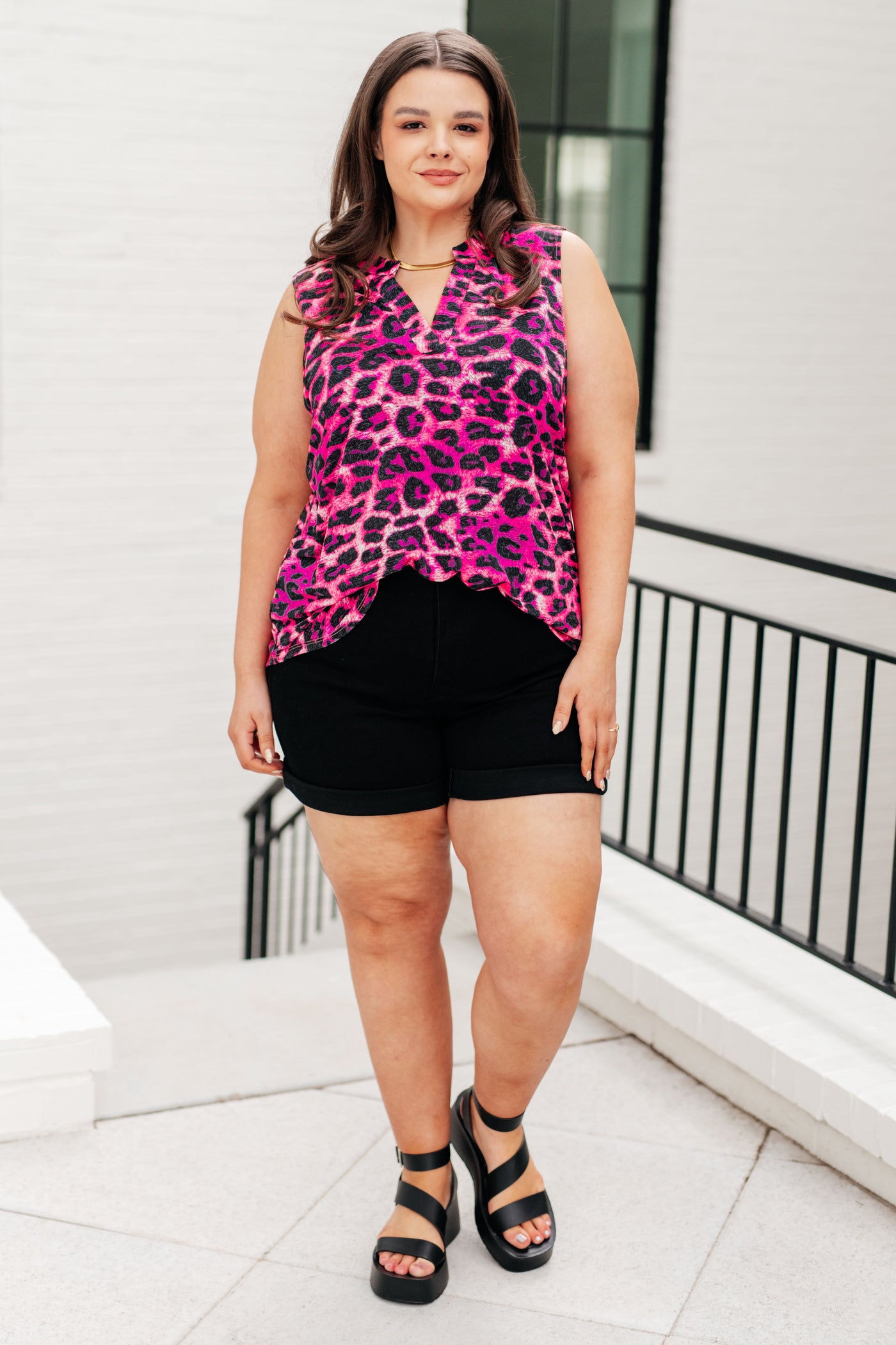 Lizzy Tank Top in Pink Multi Leopard Southern Soul Collectives