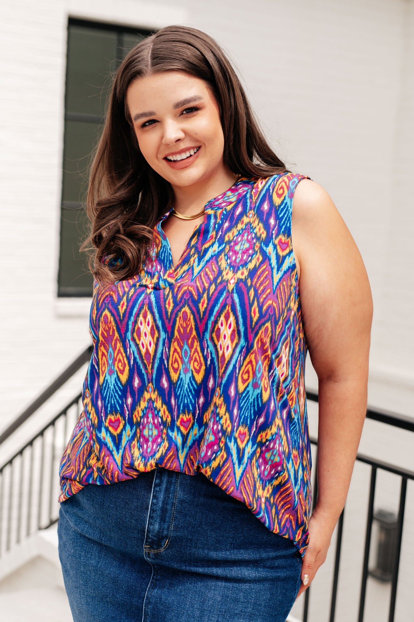 Lizzy Tank Top in Royal and Purple Deco Southern Soul Collectives