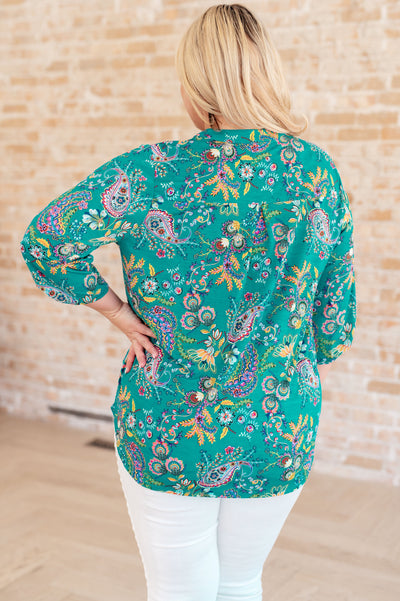 Lizzy Top in Emerald and Purple Paisley Southern Soul Collectives