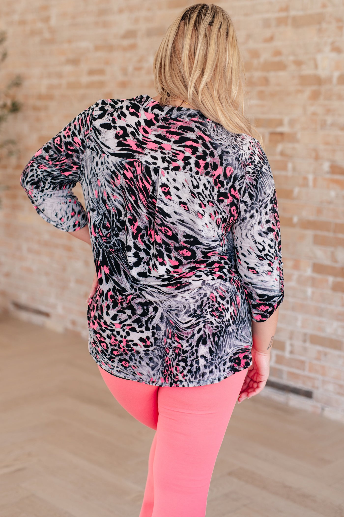 Lizzy Top in Grey and Pink Leopard Southern Soul Collectives