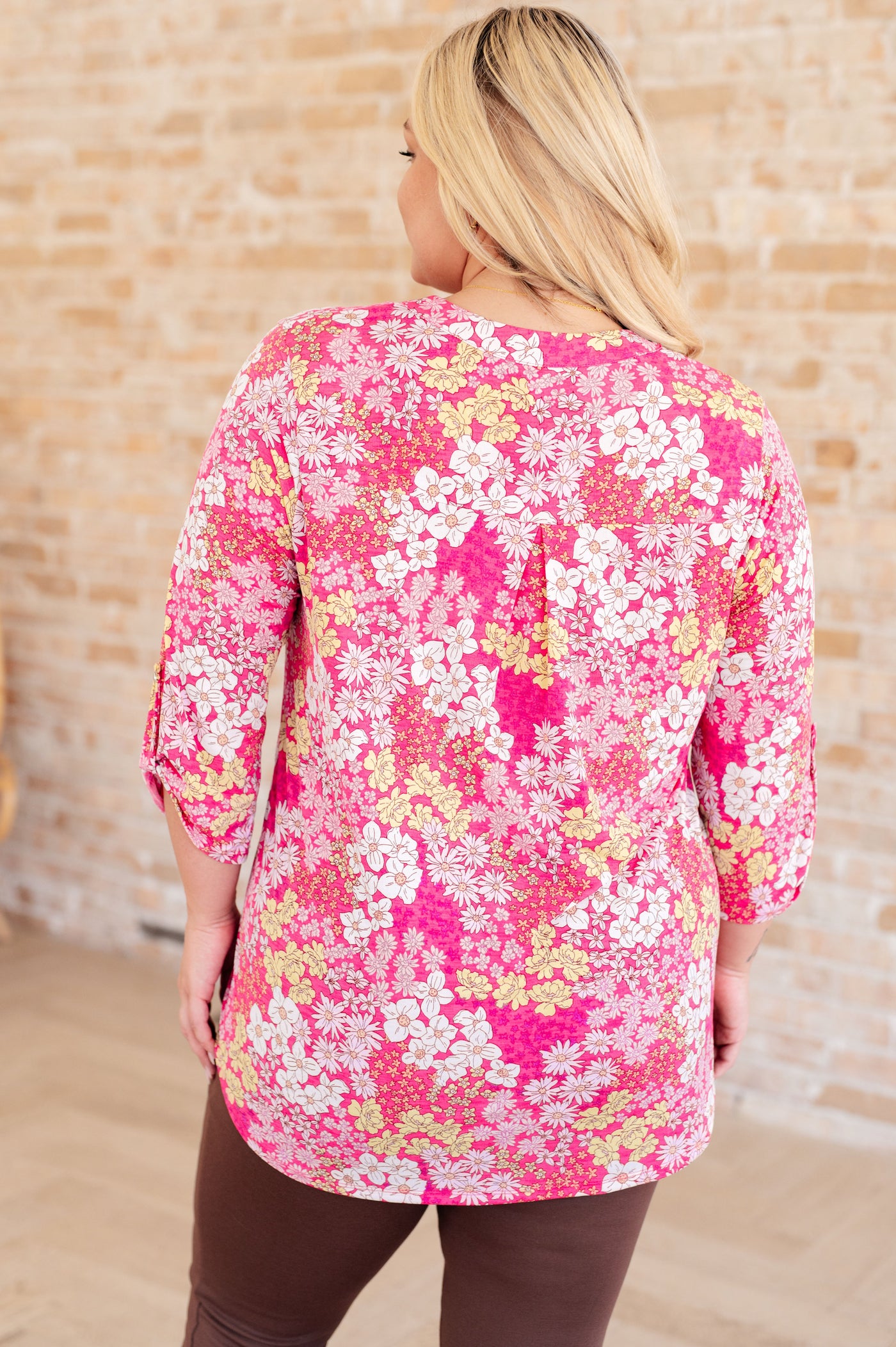 Lizzy Top in Hot Pink and Bubblegum Pink Ditsy Floral Southern Soul Collectives