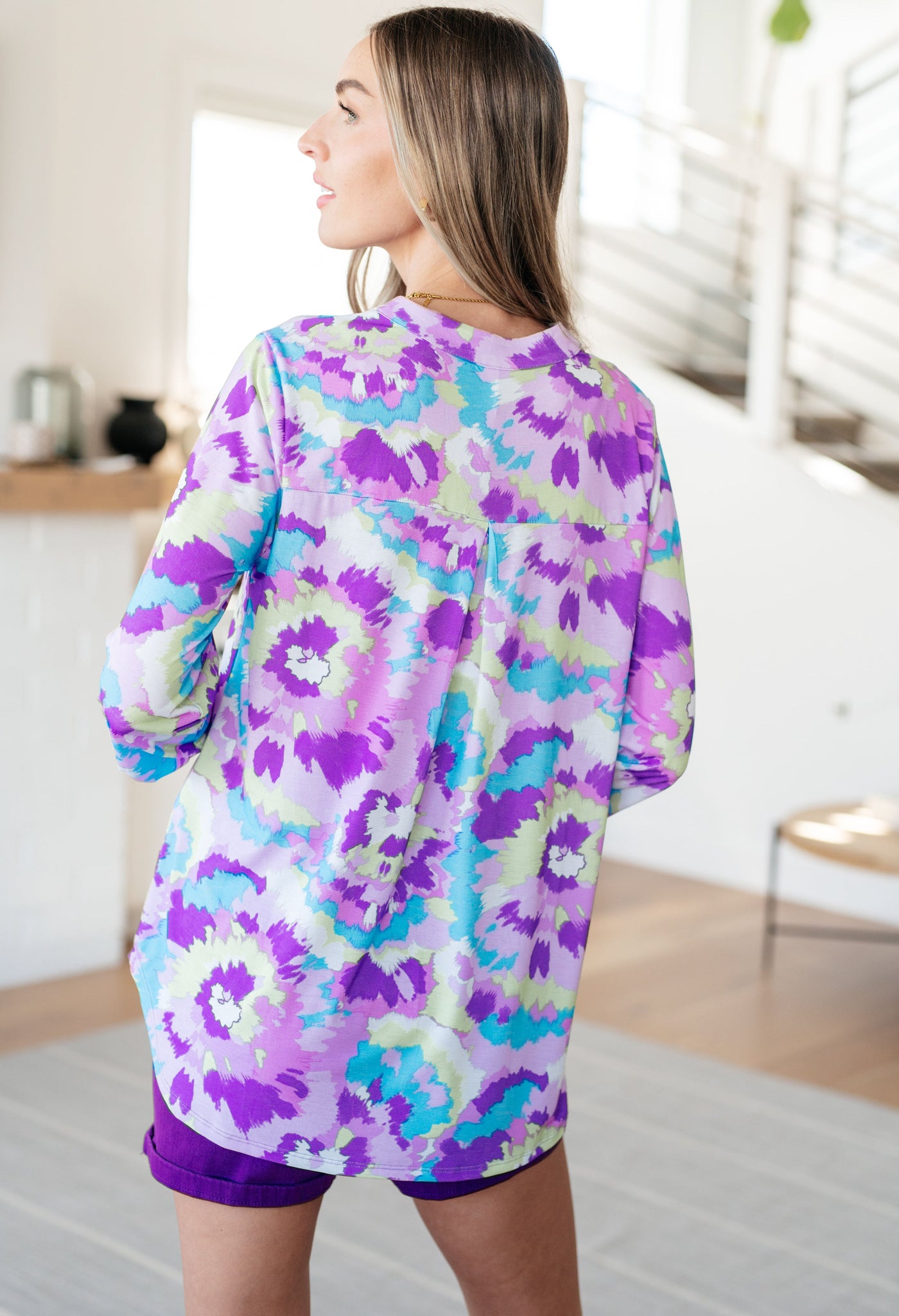 Lizzy Top in Lavender and Purple Brush Strokes Southern Soul Collectives