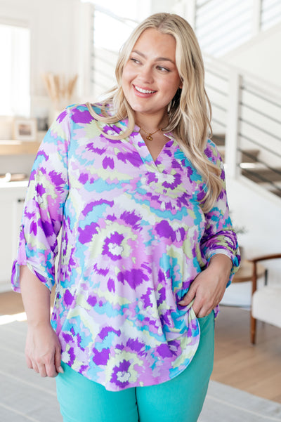 Lizzy Top in Lavender and Purple Brush Strokes Southern Soul Collectives
