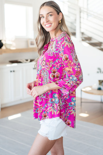 Lizzy Top in Magenta Floral Paisley Southern Soul Collectives