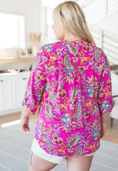 Lizzy Top in Magenta Floral Paisley Southern Soul Collectives
