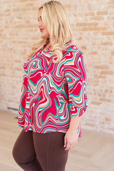 Lizzy Top in Magenta Retro Marble Southern Soul Collectives