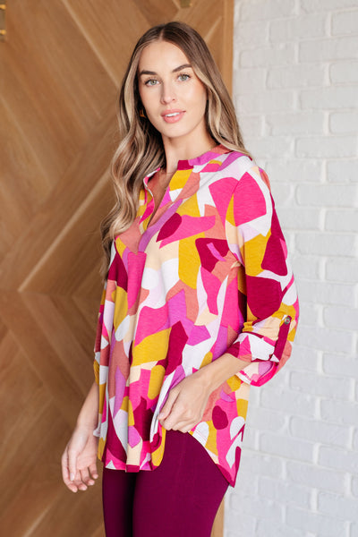 Lizzy Top in Magenta and Mustard Abstract Southern Soul Collectives