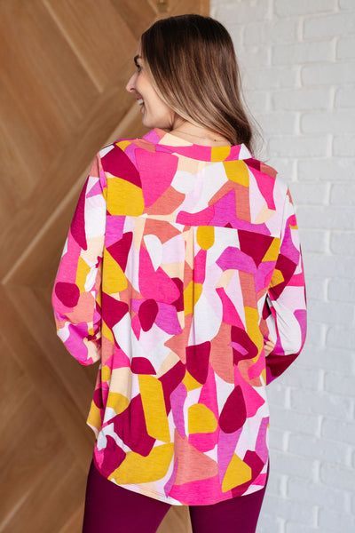 Lizzy Top in Magenta and Mustard Abstract Southern Soul Collectives