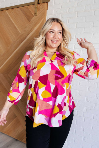 Lizzy Top in Magenta and Mustard Abstract Southern Soul Collectives