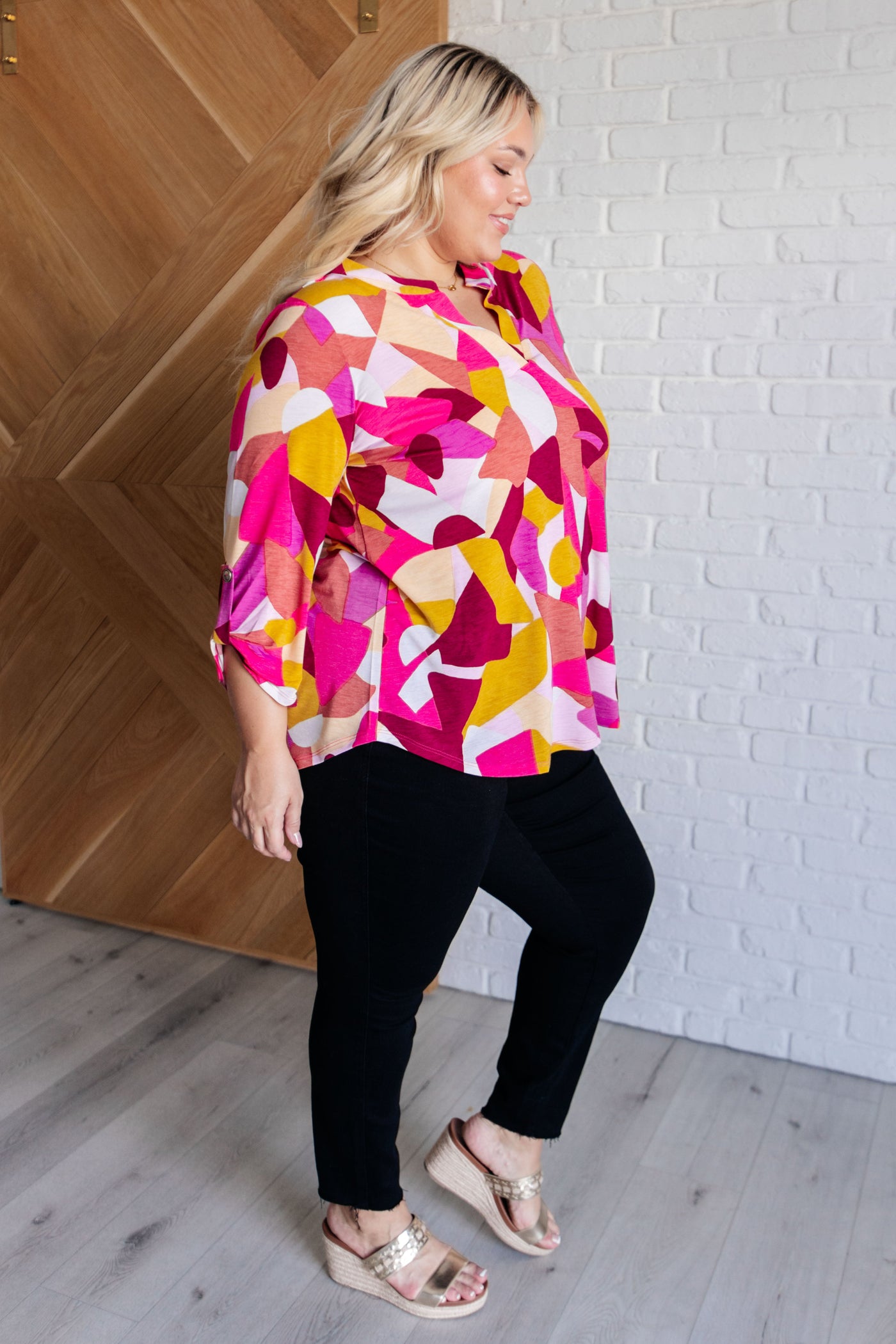 Lizzy Top in Magenta and Mustard Abstract Southern Soul Collectives