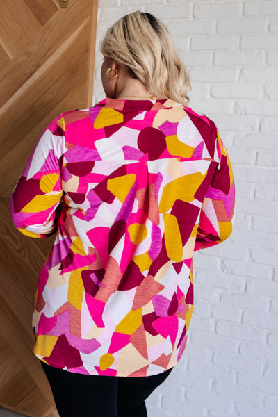 Lizzy Top in Magenta and Mustard Abstract Southern Soul Collectives