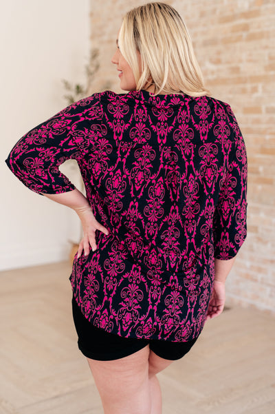 Lizzy Top in Navy and Hot Pink Damask Southern Soul Collectives