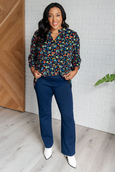 Lizzy Top in Navy and Teal Multi Floral Southern Soul Collectives