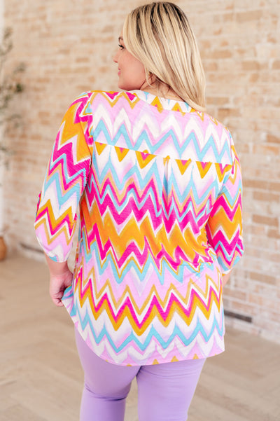 Lizzy Top in Orange Multi Chevron Southern Soul Collectives