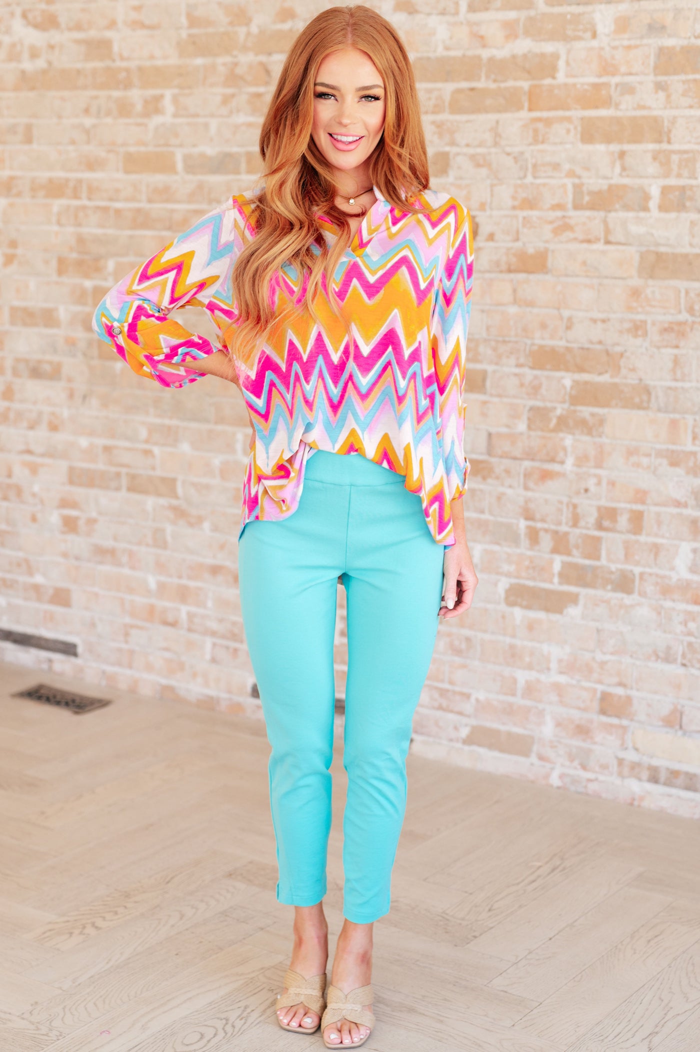 Lizzy Top in Orange Multi Chevron Southern Soul Collectives