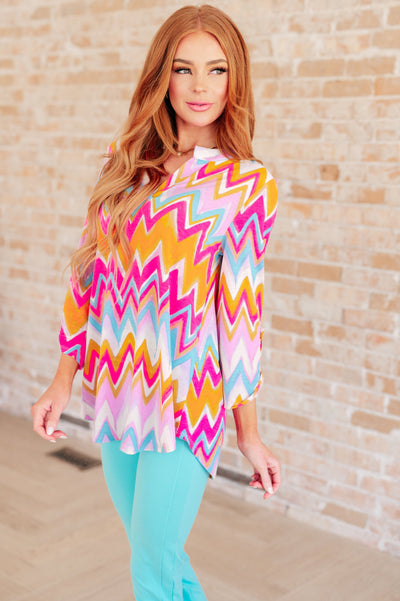 Lizzy Top in Orange Multi Chevron Southern Soul Collectives