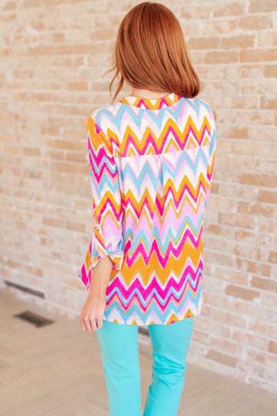 Lizzy Top in Orange Multi Chevron Southern Soul Collectives