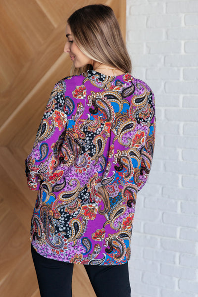 Lizzy Top in Purple and Blue Paisley Southern Soul Collectives