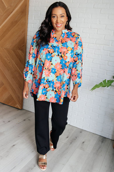 Lizzy Top in Royal and Jade Floral Southern Soul Collectives