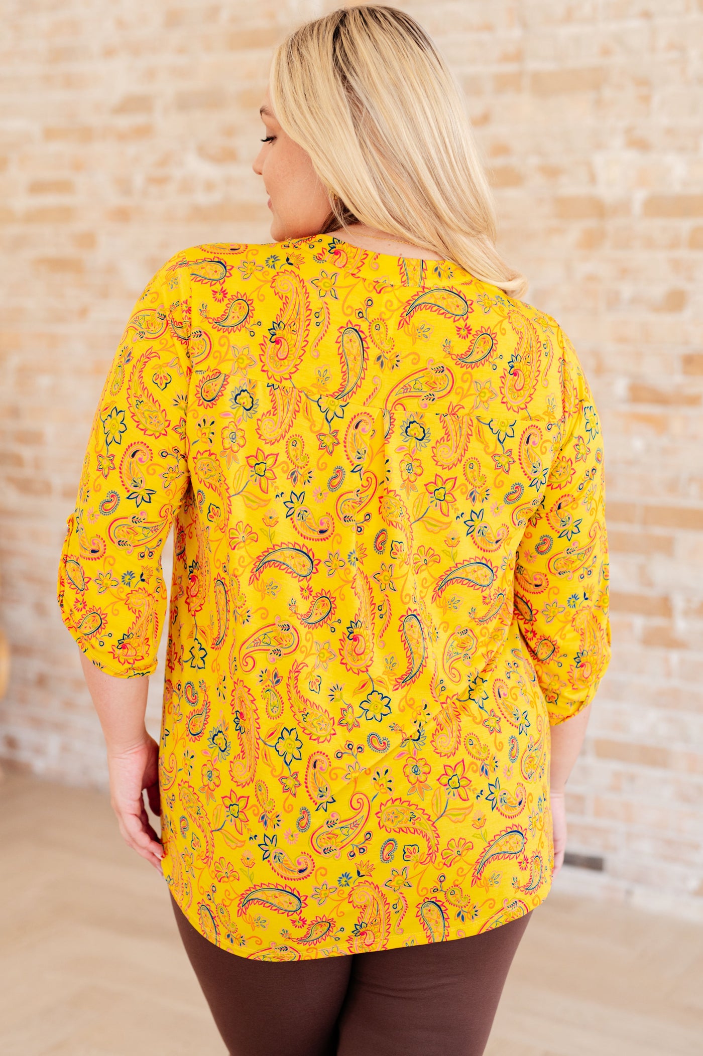 Lizzy Top in Yellow and Navy Paisley Southern Soul Collectives