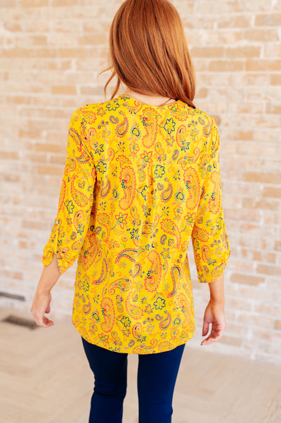 Lizzy Top in Yellow and Navy Paisley Southern Soul Collectives