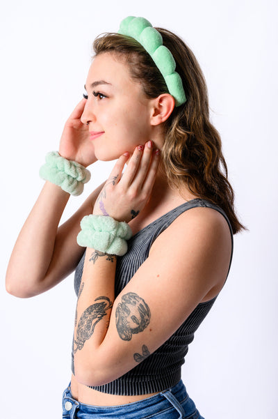 Lost in the Moment Headband and Wristband Set in Green Southern Soul Collectives