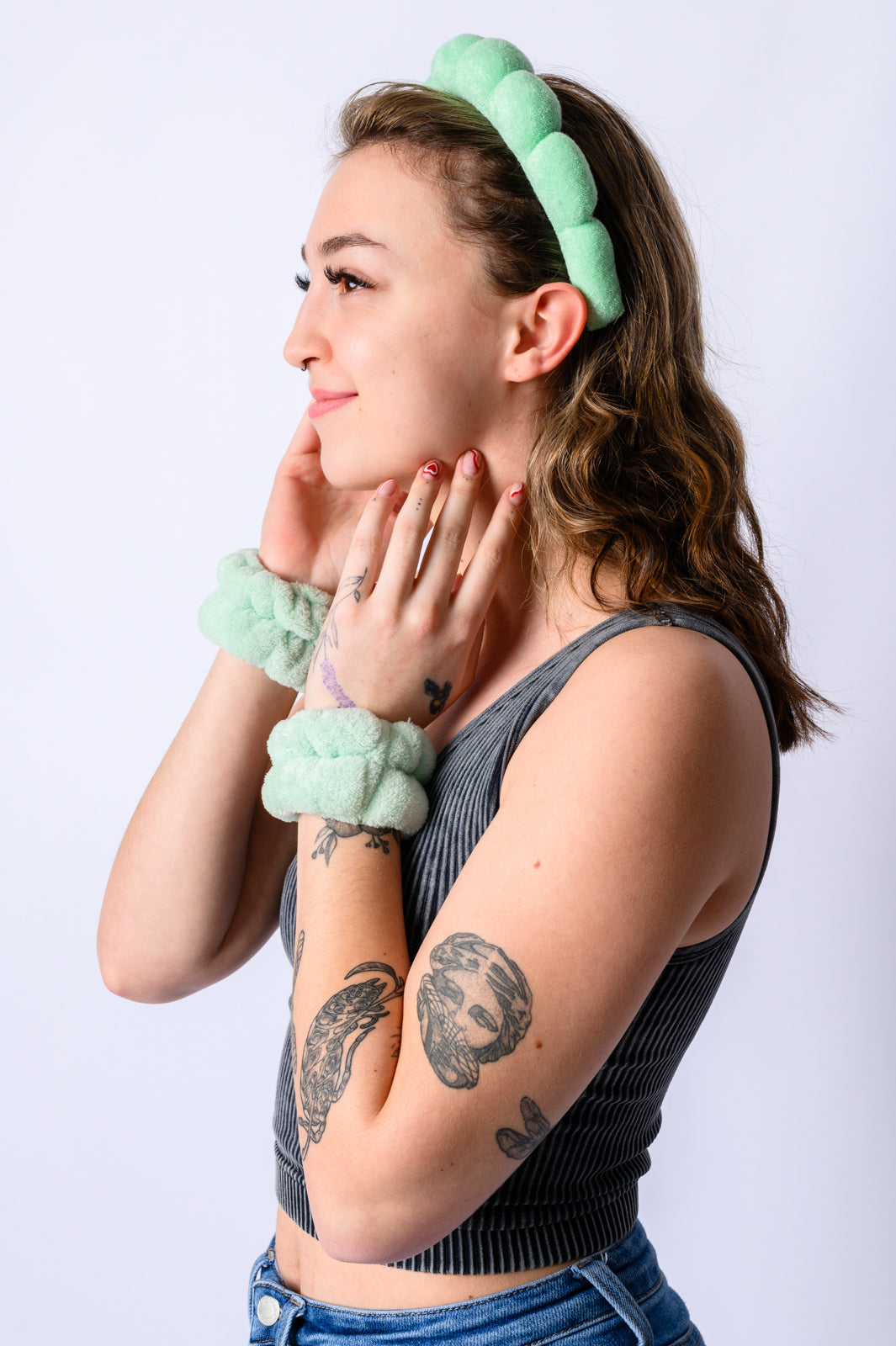 Lost in the Moment Headband and Wristband Set in Green Southern Soul Collectives