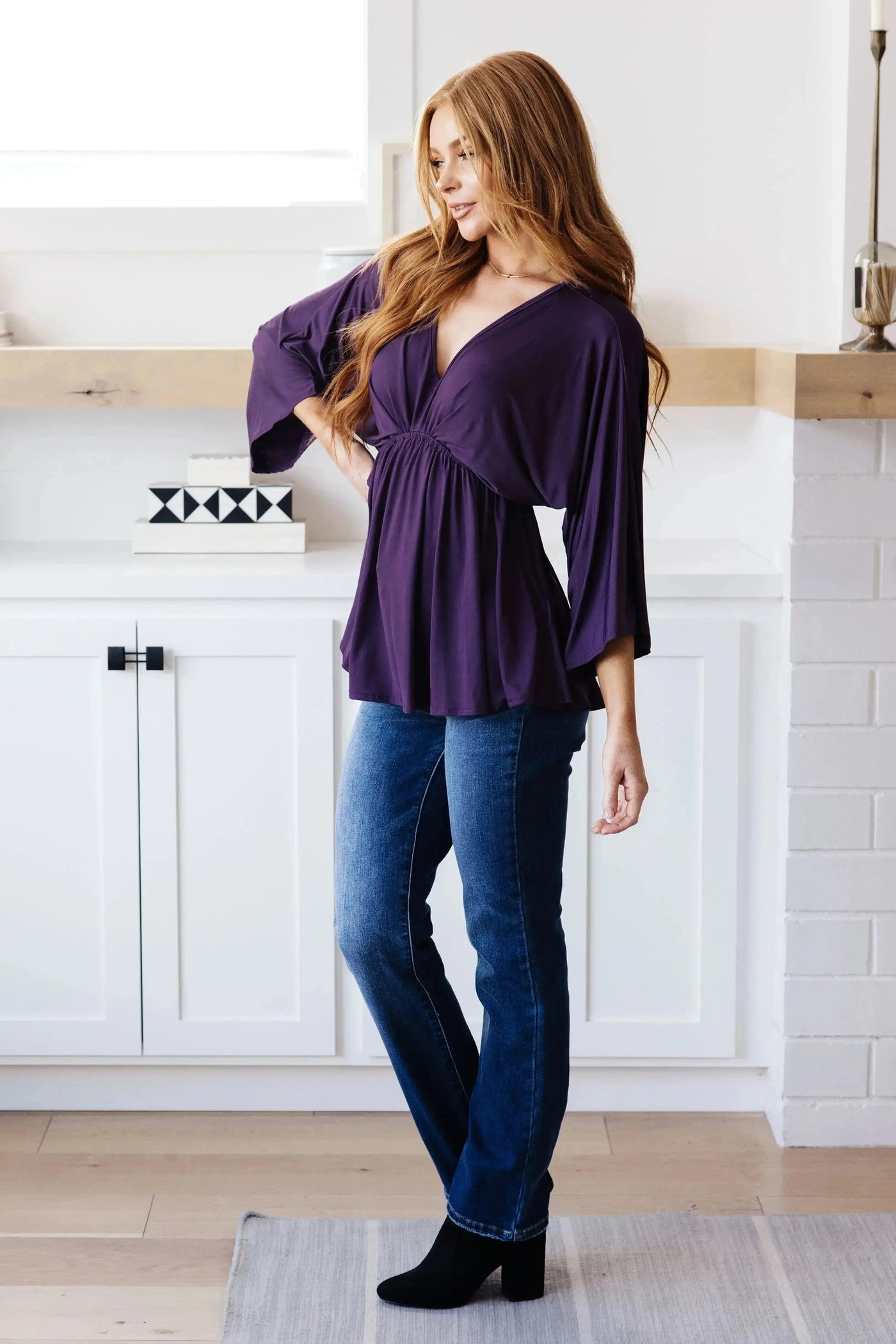 Love On The Line V-Neck Peplum Blouse Womens Southern Soul Collectives