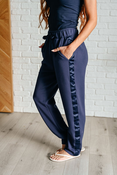 Lysa Satin Stripe Lounge Pants in Smoky Navy Southern Soul Collectives