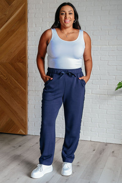 Lysa Satin Stripe Lounge Pants in Smoky Navy Southern Soul Collectives