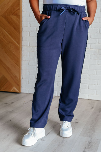 Lysa Satin Stripe Lounge Pants in Smoky Navy Southern Soul Collectives